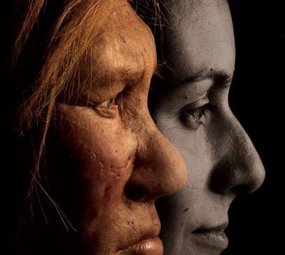 Neanderthal and Human female faces